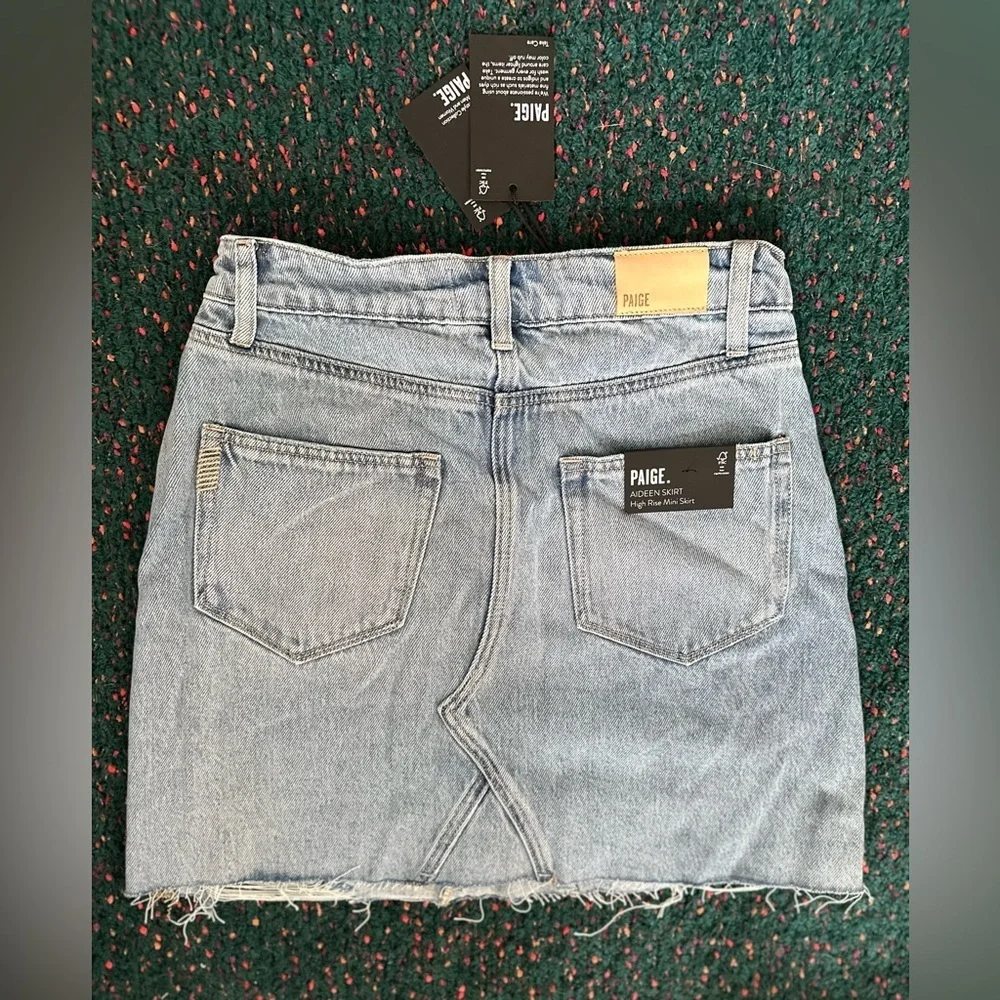PAIGE Aideen Seamed Denim Mini Skirt Razz NWT 26 Rare